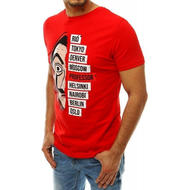 Červené pánske tričko s potlačou RX4243