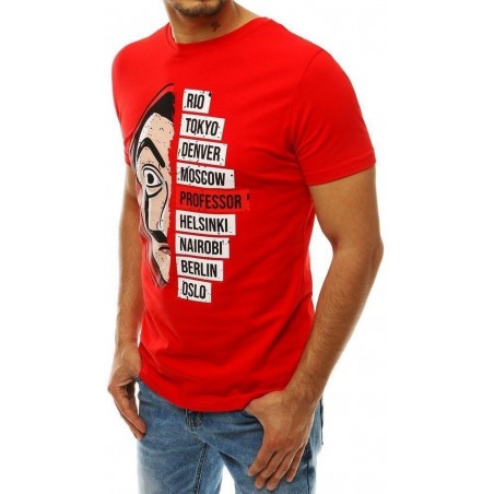 Červené pánske tričko s potlačou RX4243