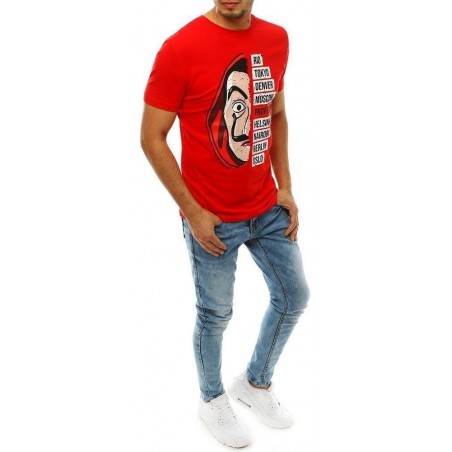 Červené pánske tričko s potlačou RX4243