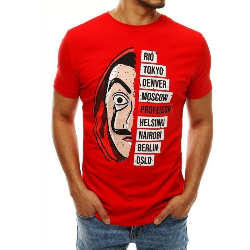 Červené pánske tričko s potlačou RX4243