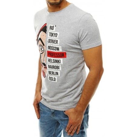 Svetlosivé pánske tričko s potlačou RX4244