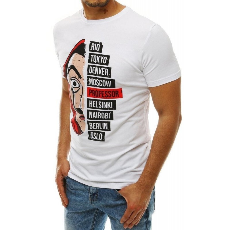 Biele pánske tričko s potlačou RX4246