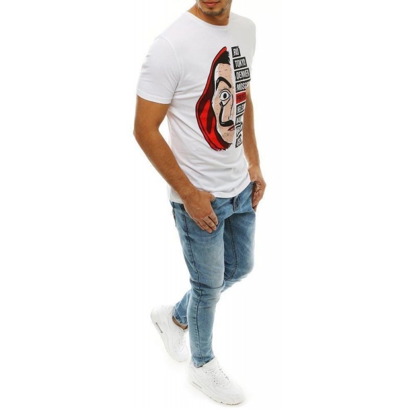 Biele pánske tričko s potlačou RX4246