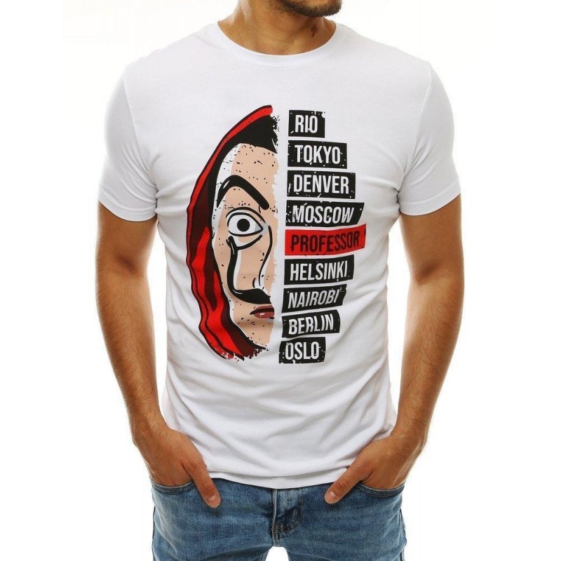 Biele pánske tričko s potlačou RX4246