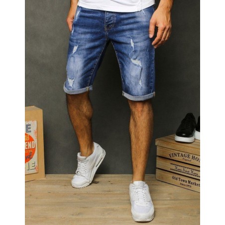 Potrhané pánske rifľové kraťasy SX1263 - modré