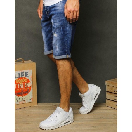 Potrhané pánske rifľové kraťasy SX1263 - modré