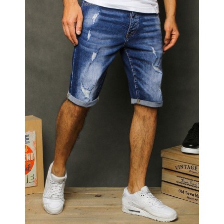 Potrhané pánske rifľové kraťasy SX1263 - modré