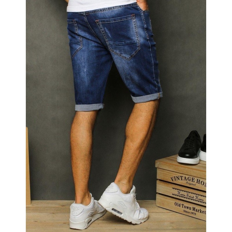 Potrhané pánske rifľové kraťasy SX1263 - modré