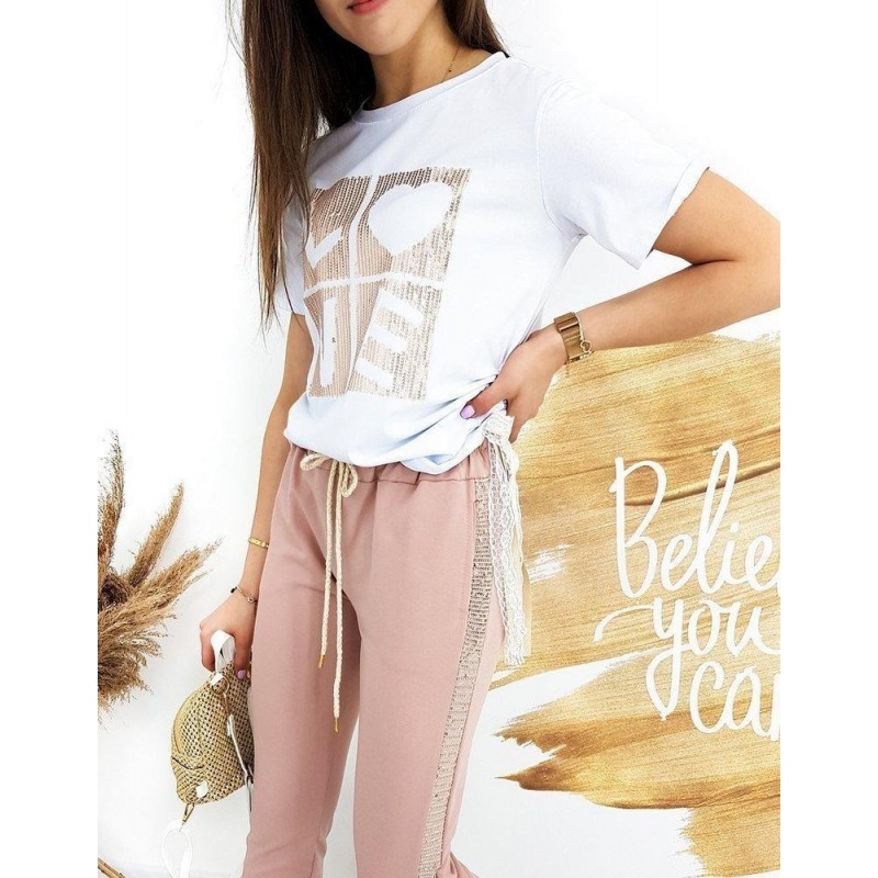 Dámska tepláková súprava GLAM AY0296 - ružová