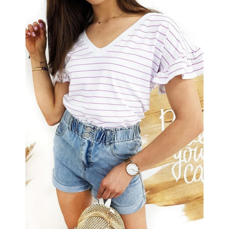 Pruhované dámske tričko BLACE RY1539 - fialové