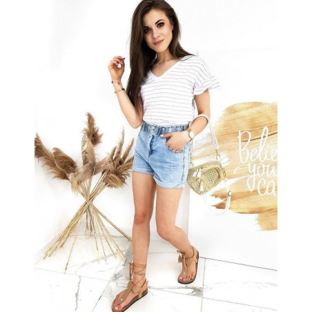 Pruhované dámske tričko BLACE RY1539 - fialové