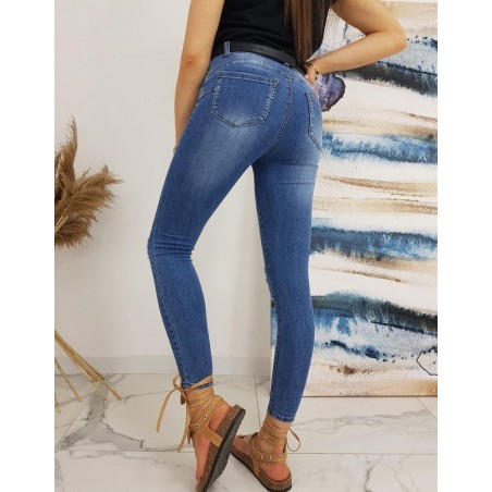 Potrhané dámske rifle Skinny Fit MELANIA UY0547 - modré