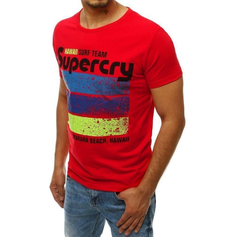 Červené pánske tričko s potlačou RX4269