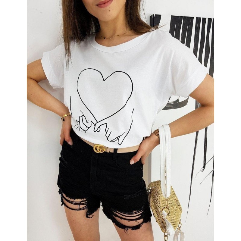 Biele dámske tričko LOVE HAND RY1558