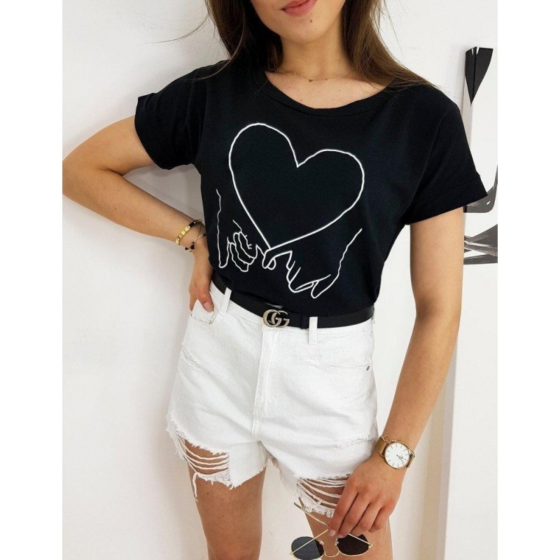 Čierne dámske tričko LOVE HAND RY1559