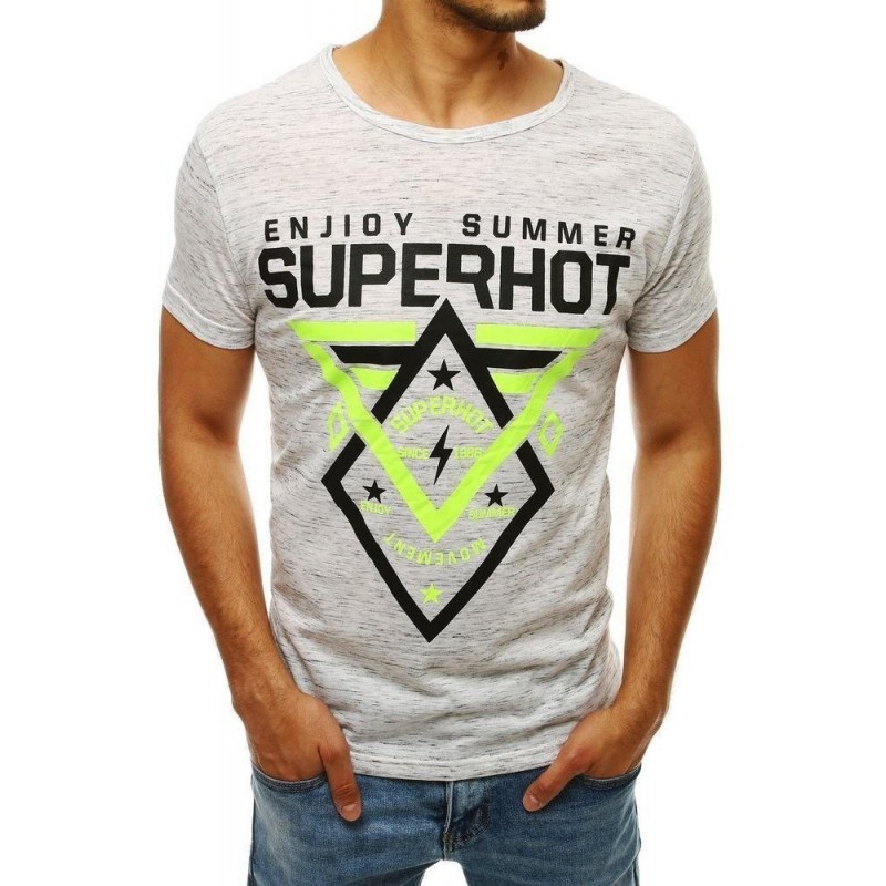 Biele tričko s potlačou pre mužov RX4249