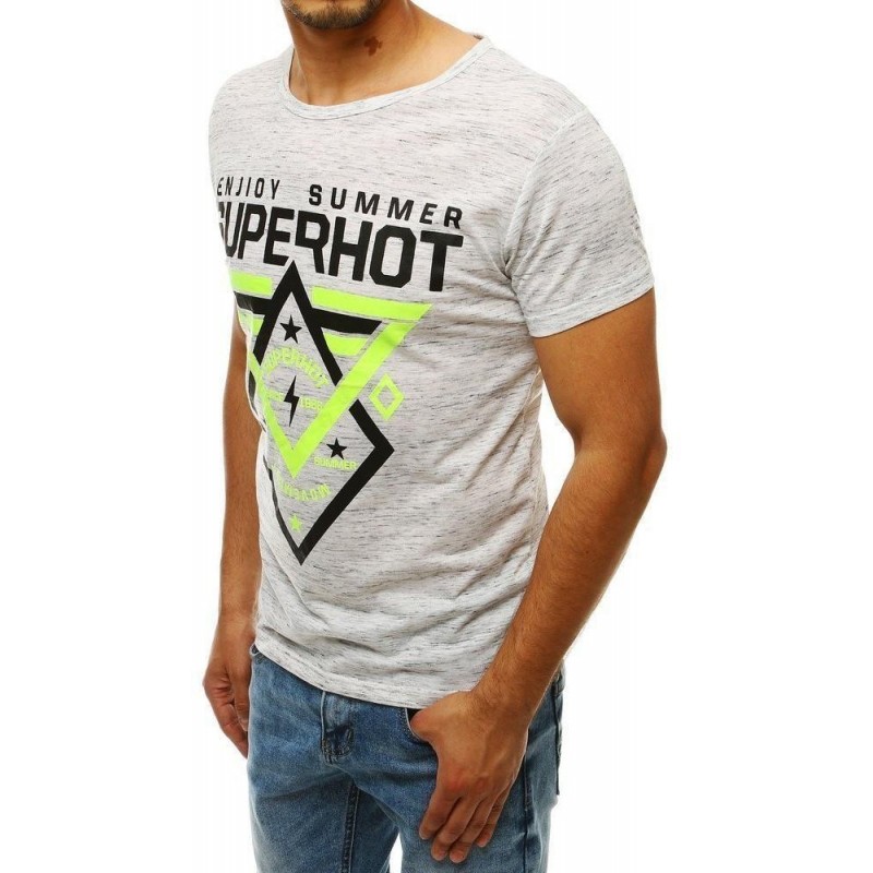 Biele tričko s potlačou pre mužov RX4249