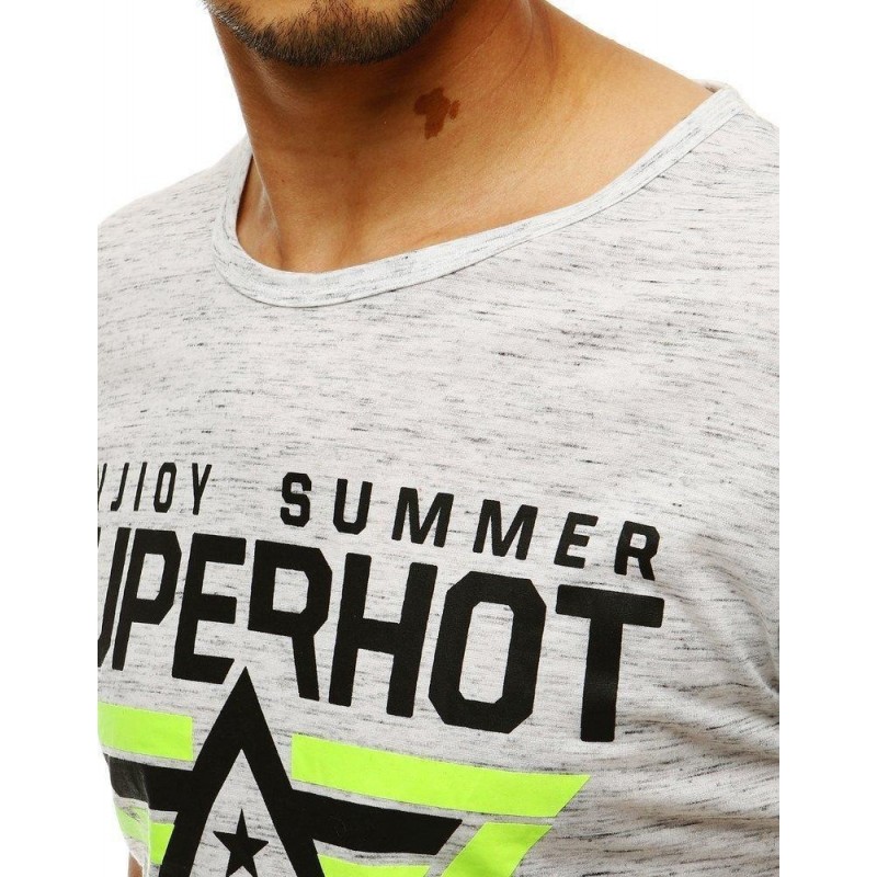 Biele tričko s potlačou pre mužov RX4249