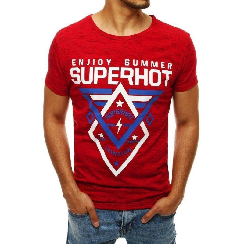 Červené tričko s potlačou pre mužov RX4250