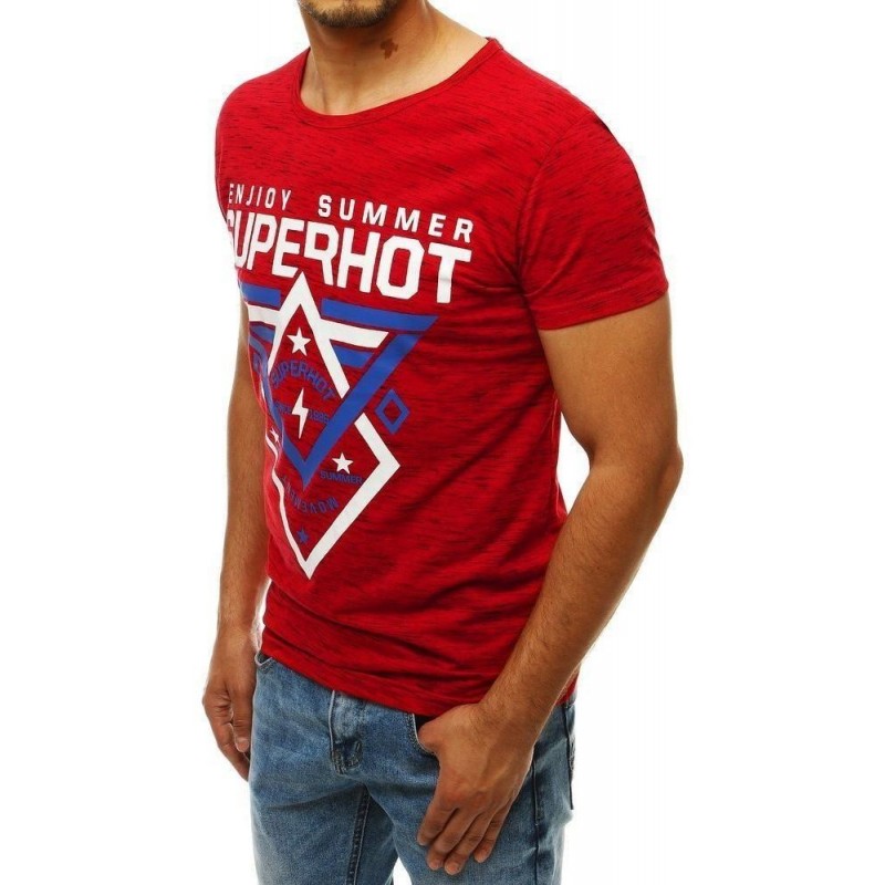 Červené tričko s potlačou pre mužov RX4250