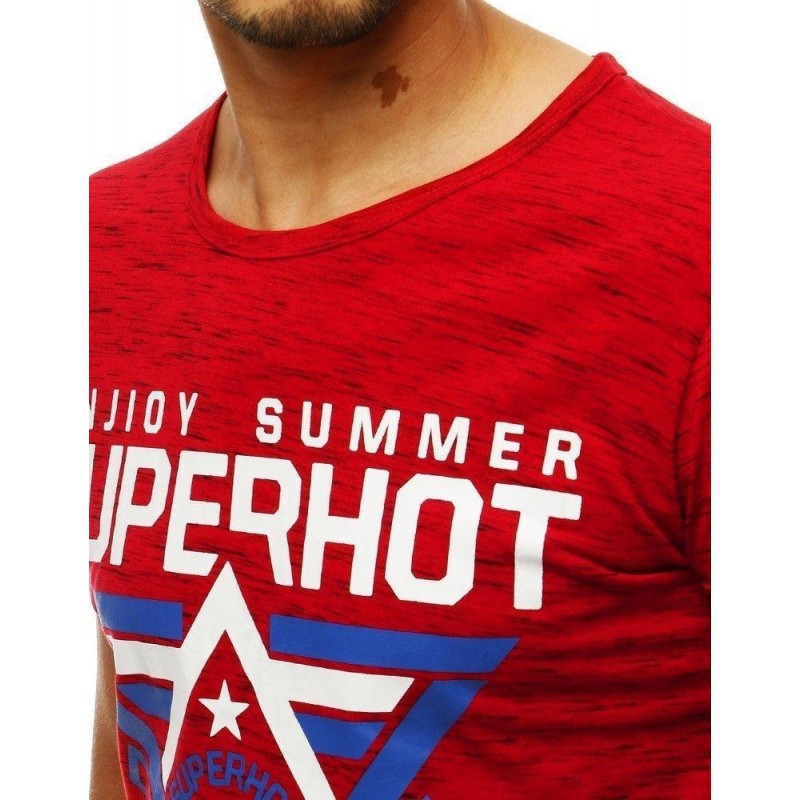 Červené tričko s potlačou pre mužov RX4250