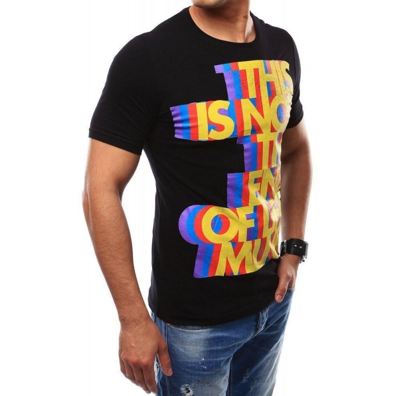 Čierne pánske tričko s výraznou potlačou (rx2481)
