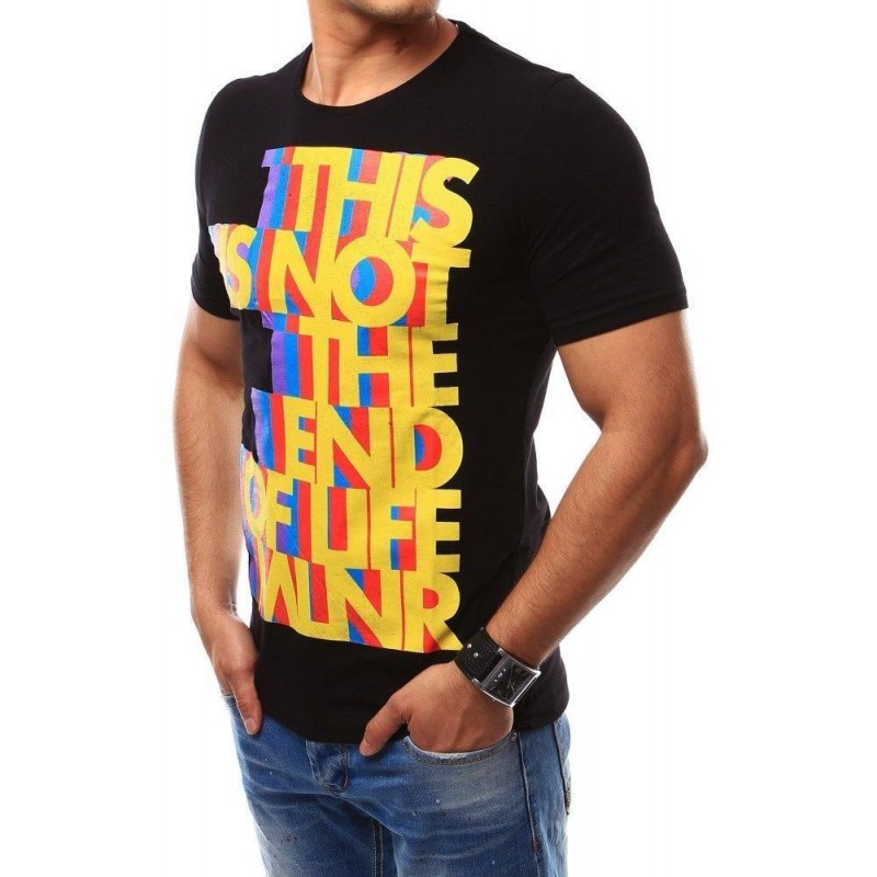 Čierne pánske tričko s výraznou potlačou (rx2481)