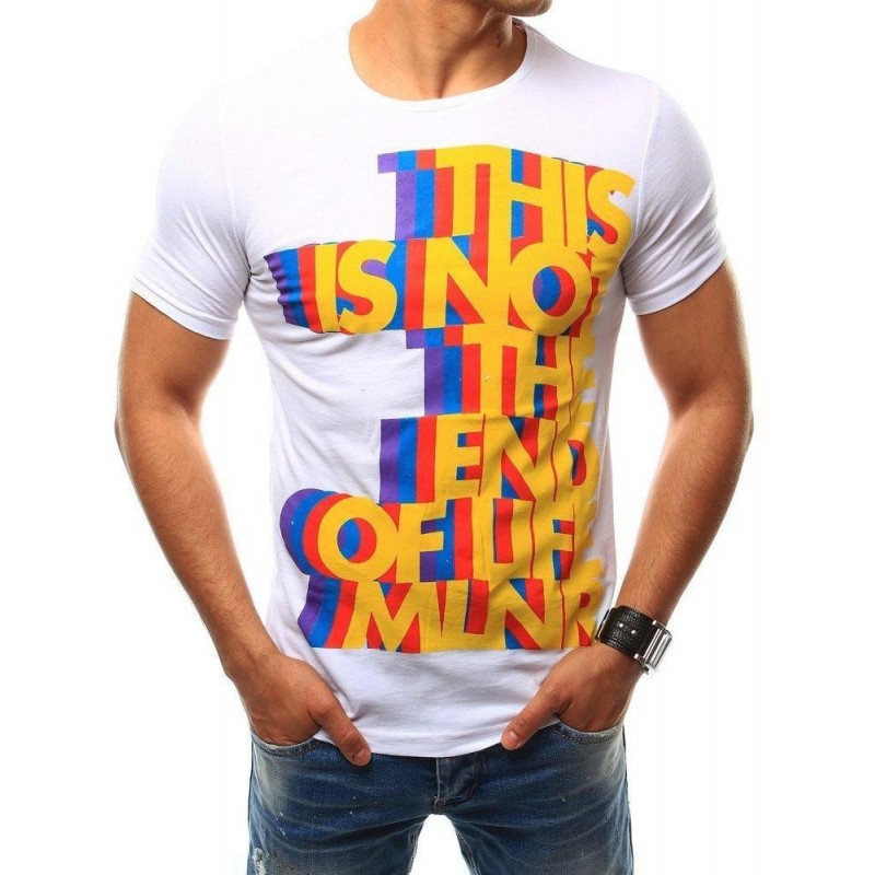 Biele pánske tričko s výraznou potlačou (rx2482)