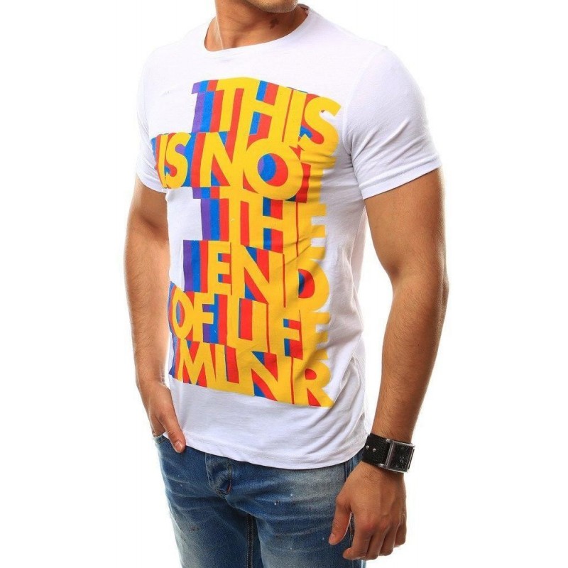 Biele pánske tričko s výraznou potlačou (rx2482)