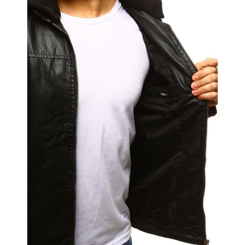 Pánska koženková bunda čierno-biela (tx2111)