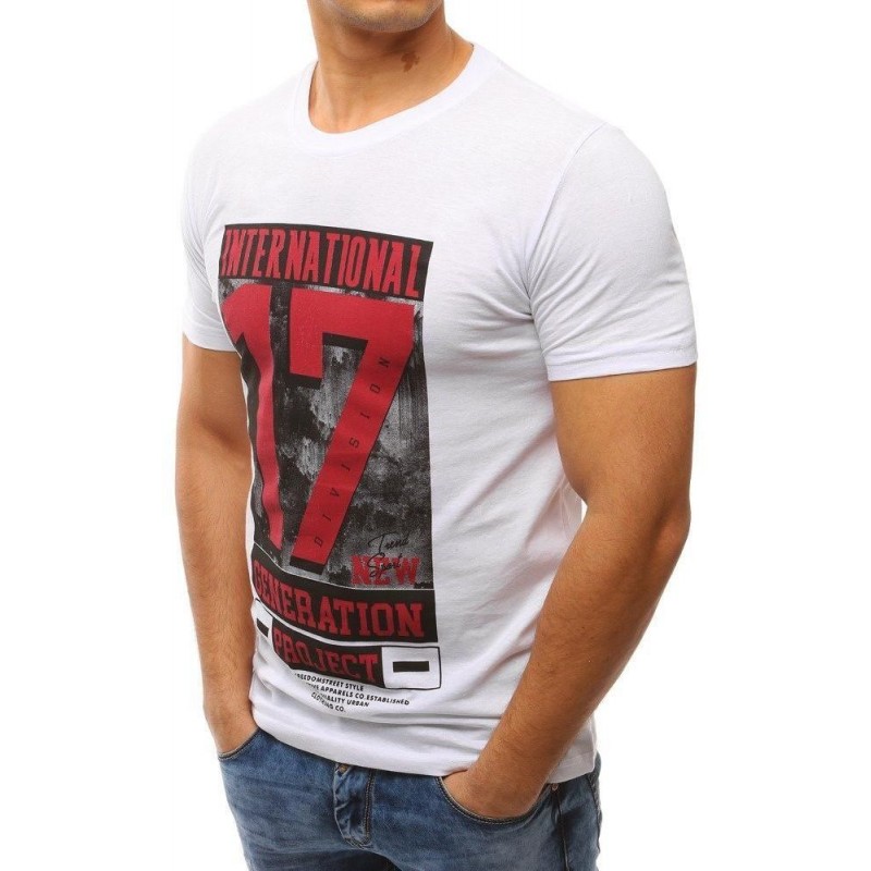 Pánske tričko s veľkou potlačou (rx2607) - biele