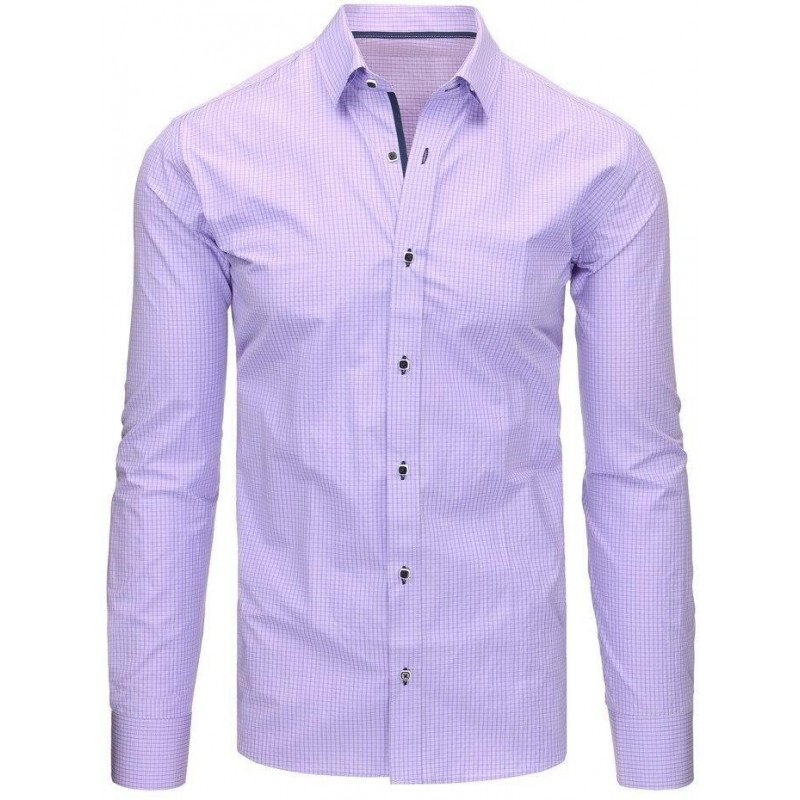 Pánska fialová košeľa s károvaným vzorom (dx1463)