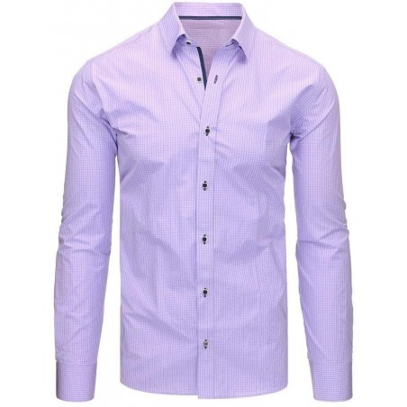Pánska fialová košeľa s károvaným vzorom (dx1463)