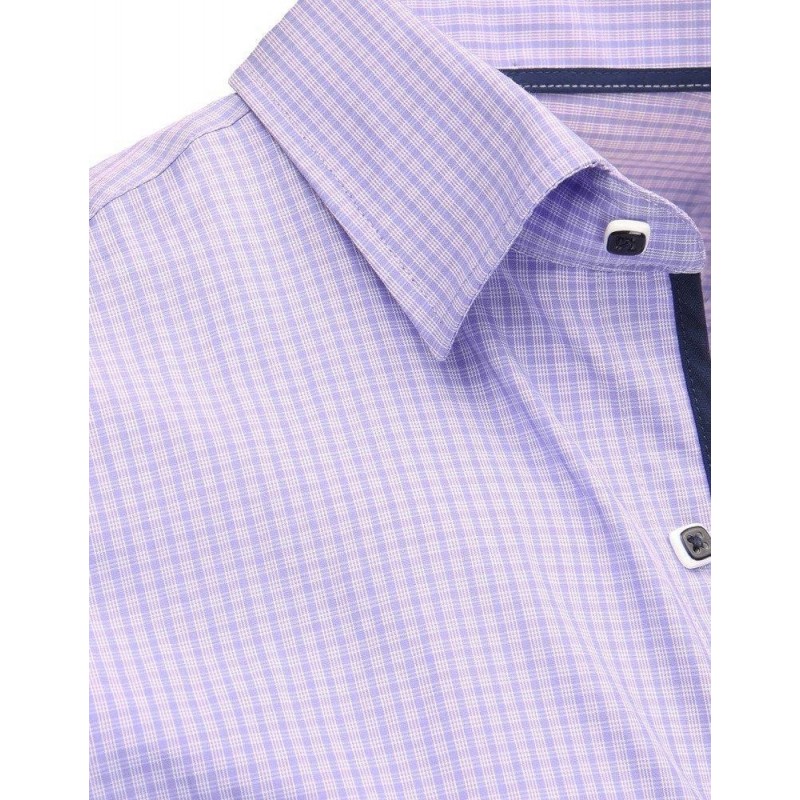 Pánska fialová košeľa s károvaným vzorom (dx1463)