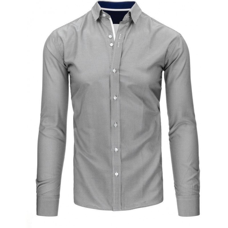 Bielo-čierna pánska košeľa s jemným pásikavým vzorom (dx1495)