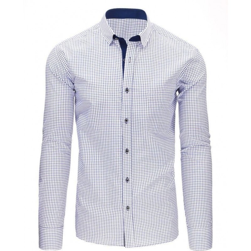Károvaná bielo-modrá pánska košeľa (dx1486)