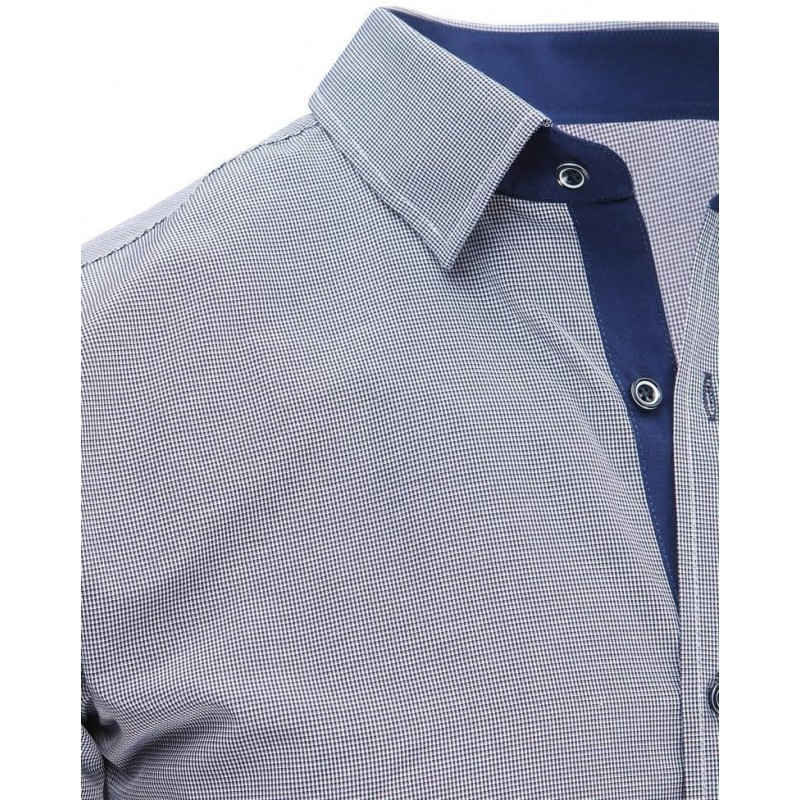 Modro-biela košeľa s károvaným vzorom (dx1489)