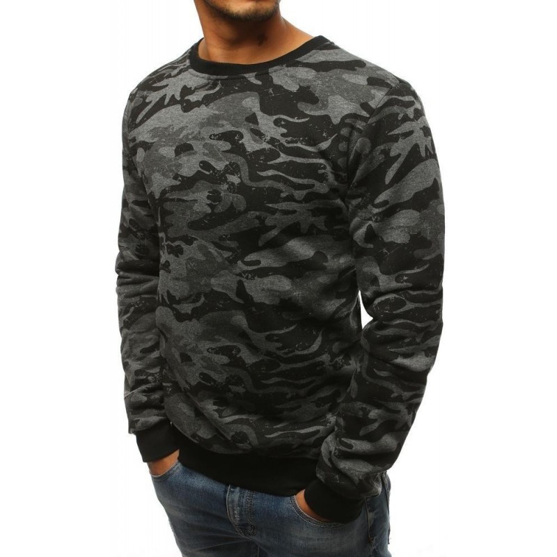 Pánska mikina bez kapucne (bx3677) - camo antracitová