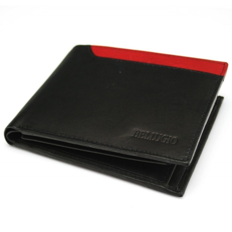 Pánska peňaženka s farebnou vložkou Bellugio - čierno-červená