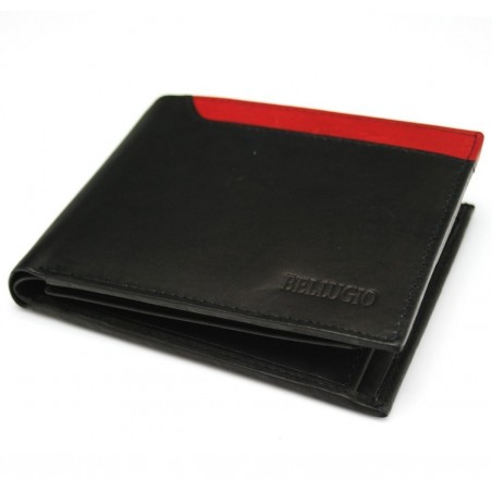 Pánska peňaženka s farebnou vložkou Bellugio - čierno-červená