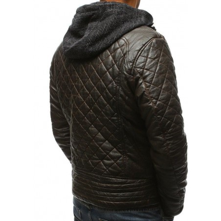 Pánska zimná kožená bunda (tx2432) - hnedá