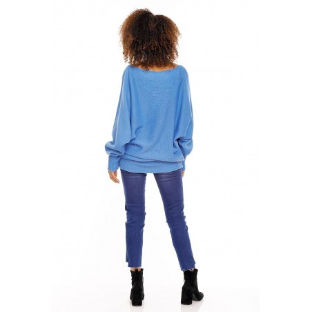 Dámsky oversize modrý sveter 70003