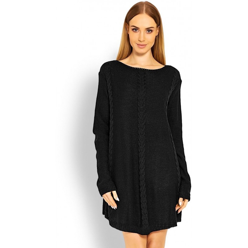 Dámsky čierny dlhý sveter 40005