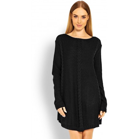 Dámsky čierny dlhý sveter 40005