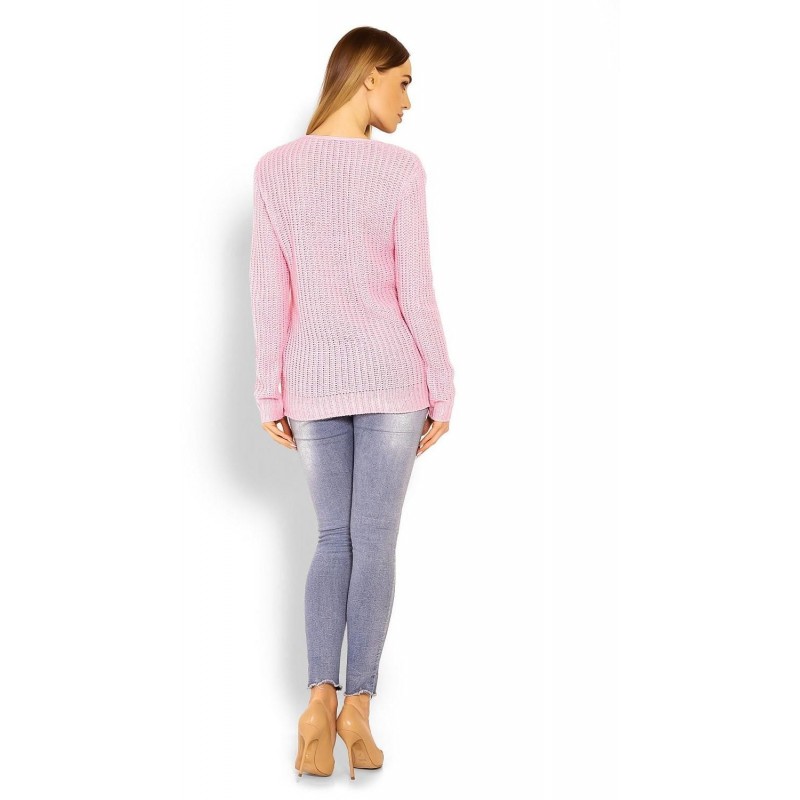 Dámsky sveter s výstrihom 40006 - ružový