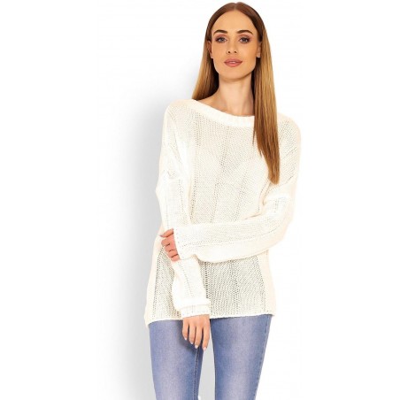 Ľahký dámsky ecru sveter 40007