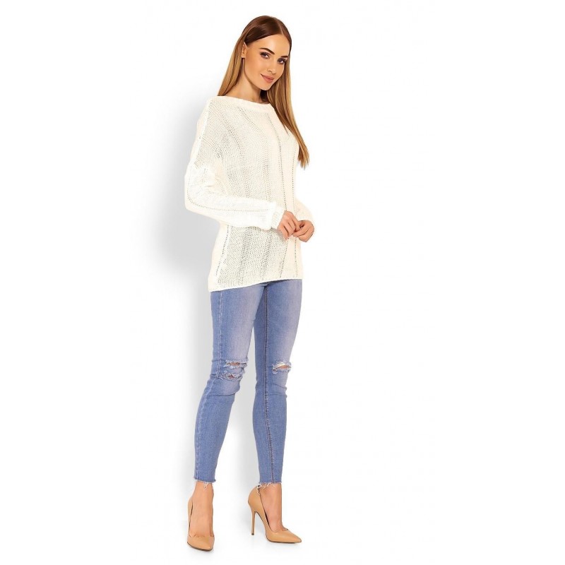 Ľahký dámsky ecru sveter 40007