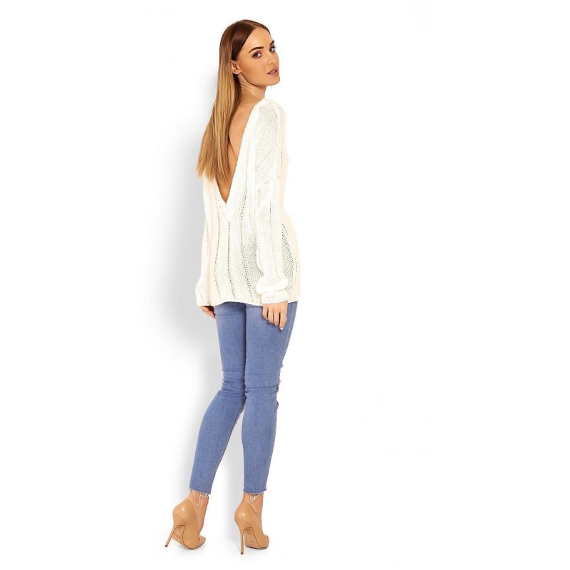 Ľahký dámsky ecru sveter 40007