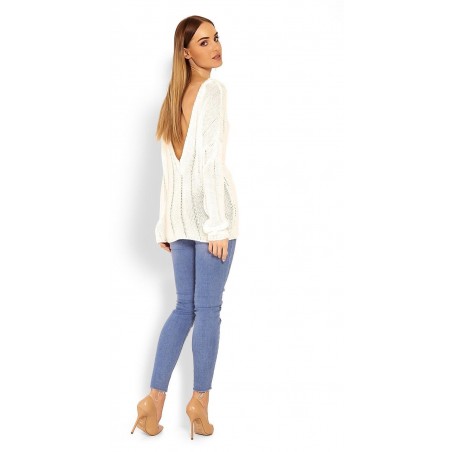 Ľahký dámsky ecru sveter 40007