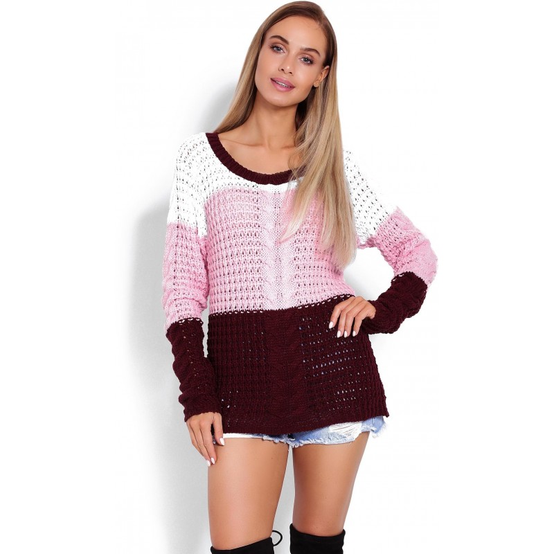 Sveter pre dámy 40008 - ružovo-bordový